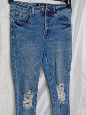 Monkey Ride Jeans Stretch Original Vintage Women Size 5/27 Distressed Blue Zip